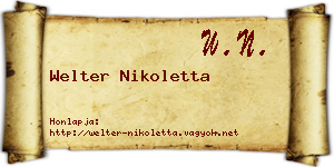 Welter Nikoletta névjegykártya